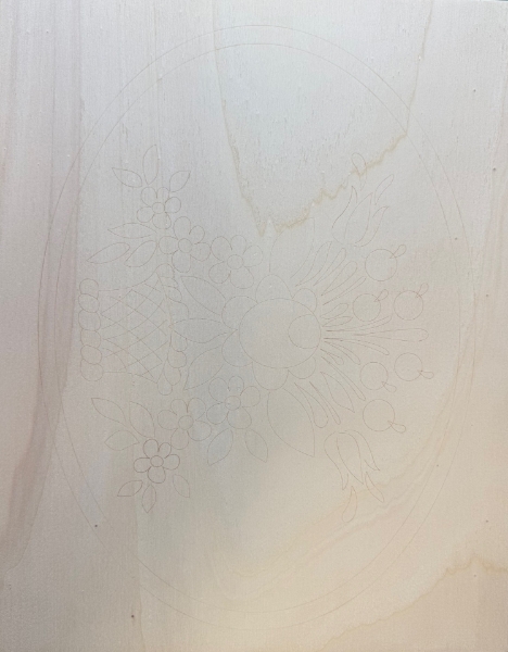 Plošča z motivom - KMEČKI 2 (pirografija)