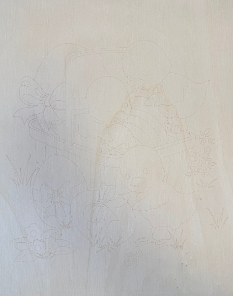 Plošča z motivom - VELIKONOČNI 2 (pirografija)