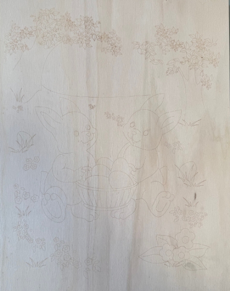 Plošča z motivom - VELIKONOČNI 3 (pirografija)